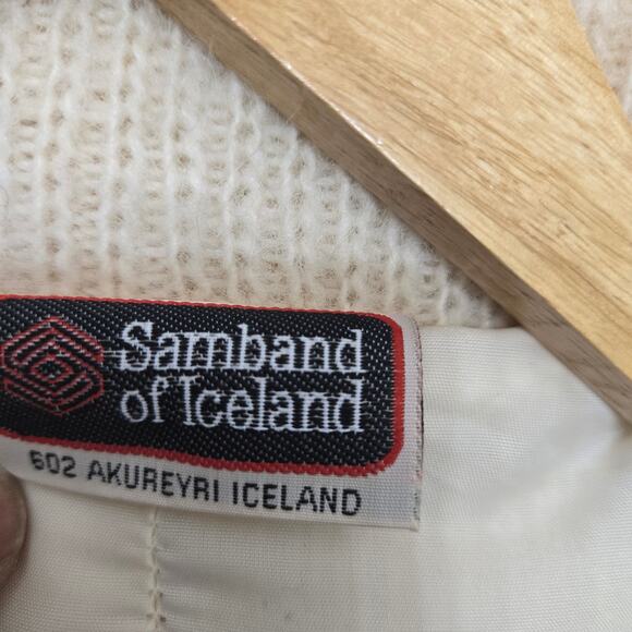 Samband of Iceland Womens Vtg 80s Ski Cabin Fair Isle Nordic Wool Zip Jacket M - Picture 10 of 12
